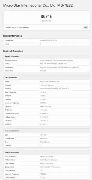 英特尔 Arc B570 显卡 Geekbench 跑分出炉