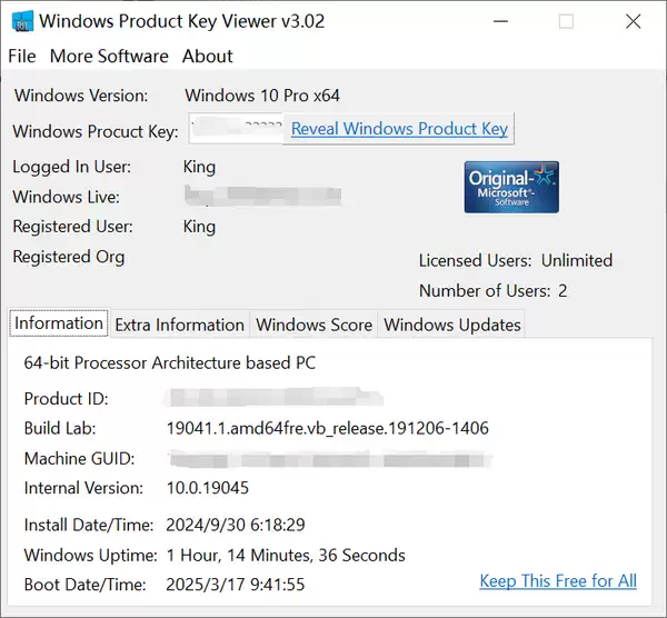 [WIN] Windows Product Key Viewer v3.02